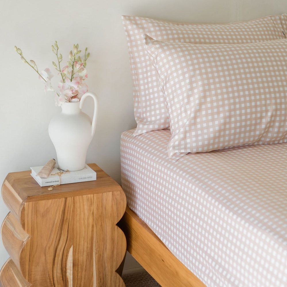 Bamboo Fitted Sheet & Pillowslips - Tuscany Gingham [FINAL SALE]
