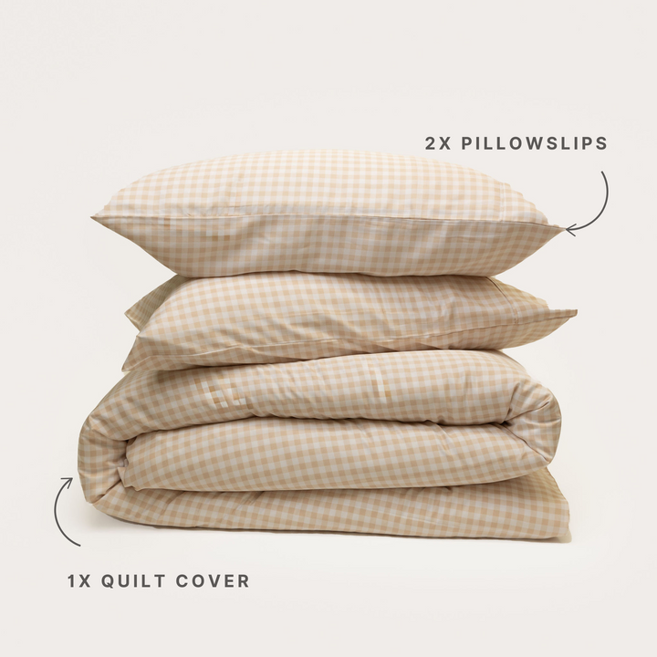 Bamboo Quilt Cover - Oat Gingham