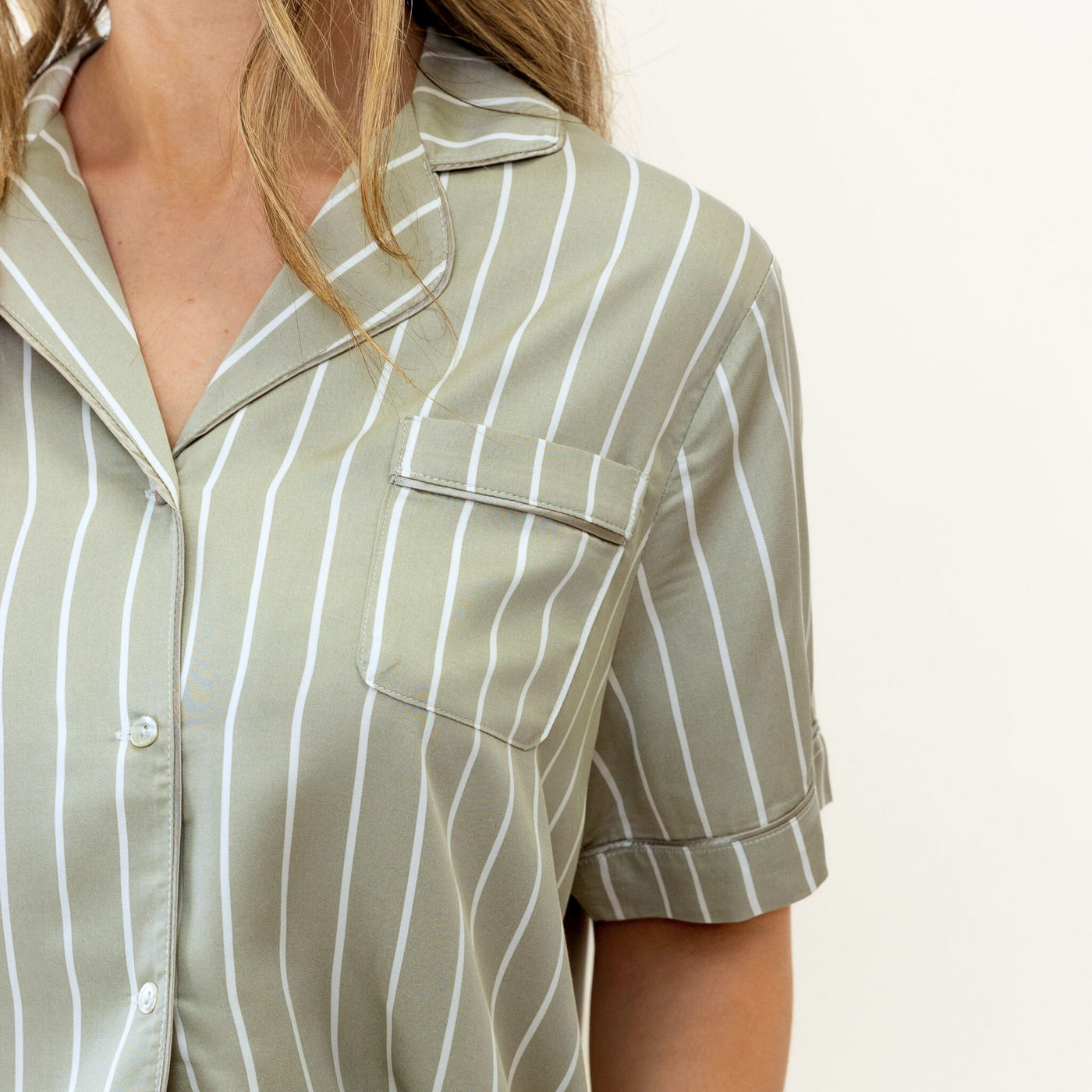 Ivy Bamboo Shirt - Olive Stripe [PRE-ORDER]