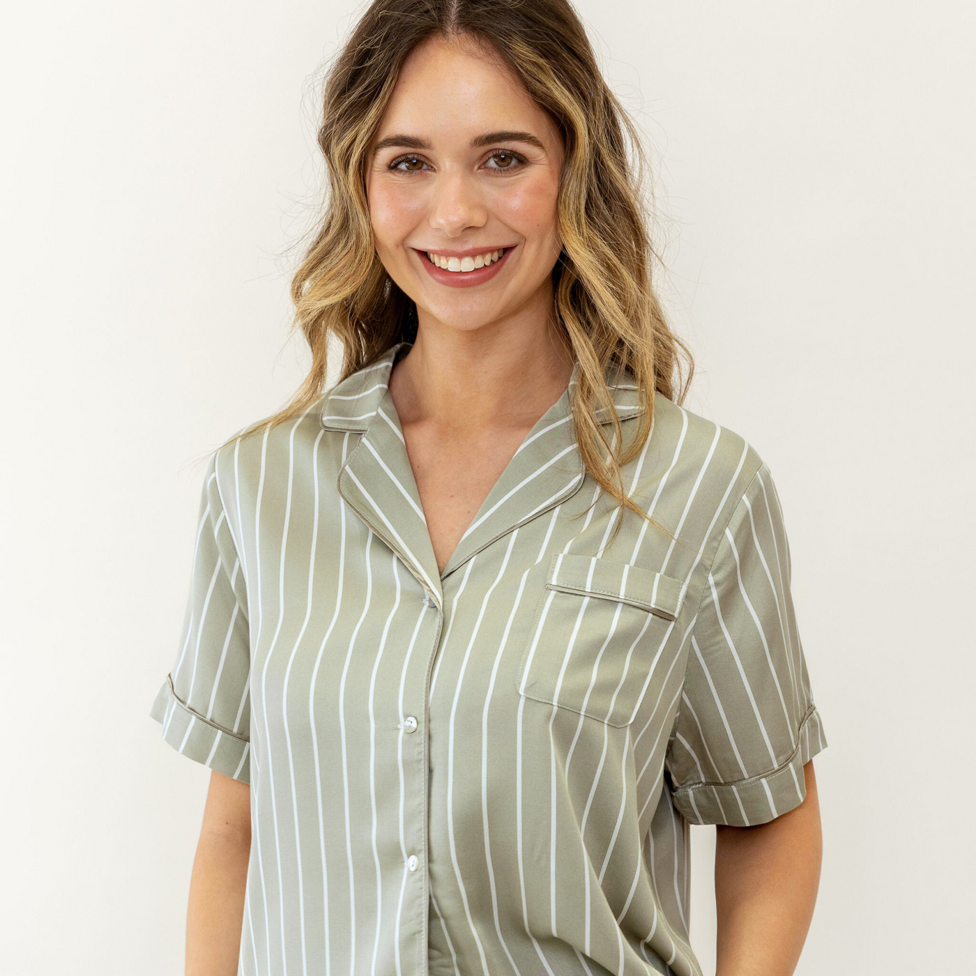 Ivy Bamboo Shirt - Olive Stripe [PRE-ORDER]