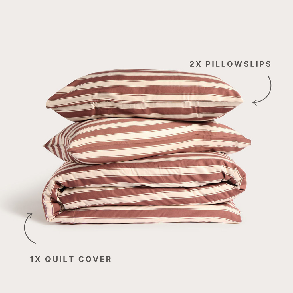 Cinnamon Stripe Bamboo Quilt Cover