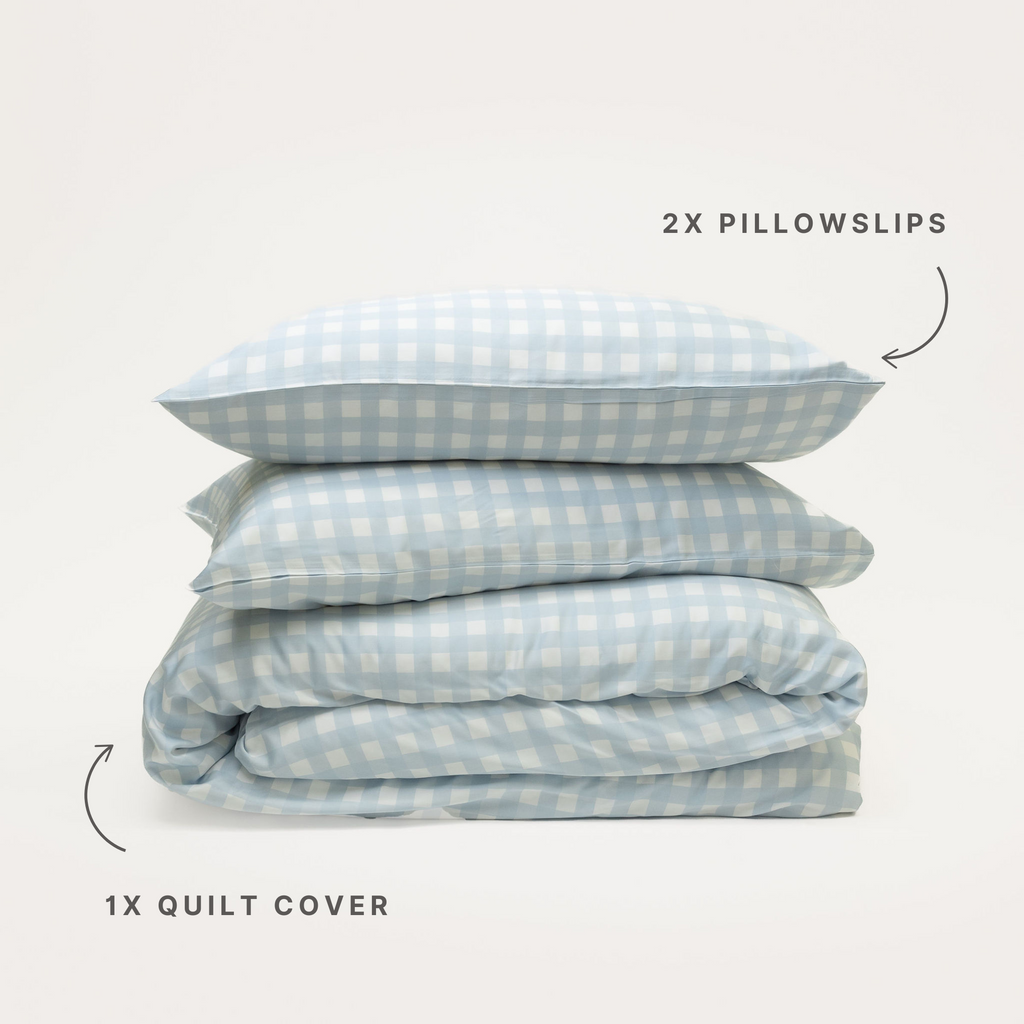 Sky Gingham Bamboo Quilt Cover