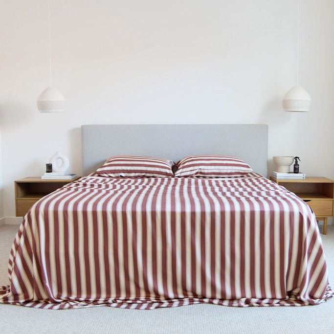Cinnamon Stripe Bamboo Fitted Sheet Set