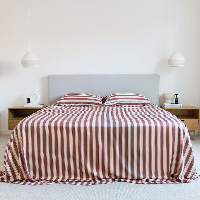 Cinnamon Stripe Bamboo Sheet Set