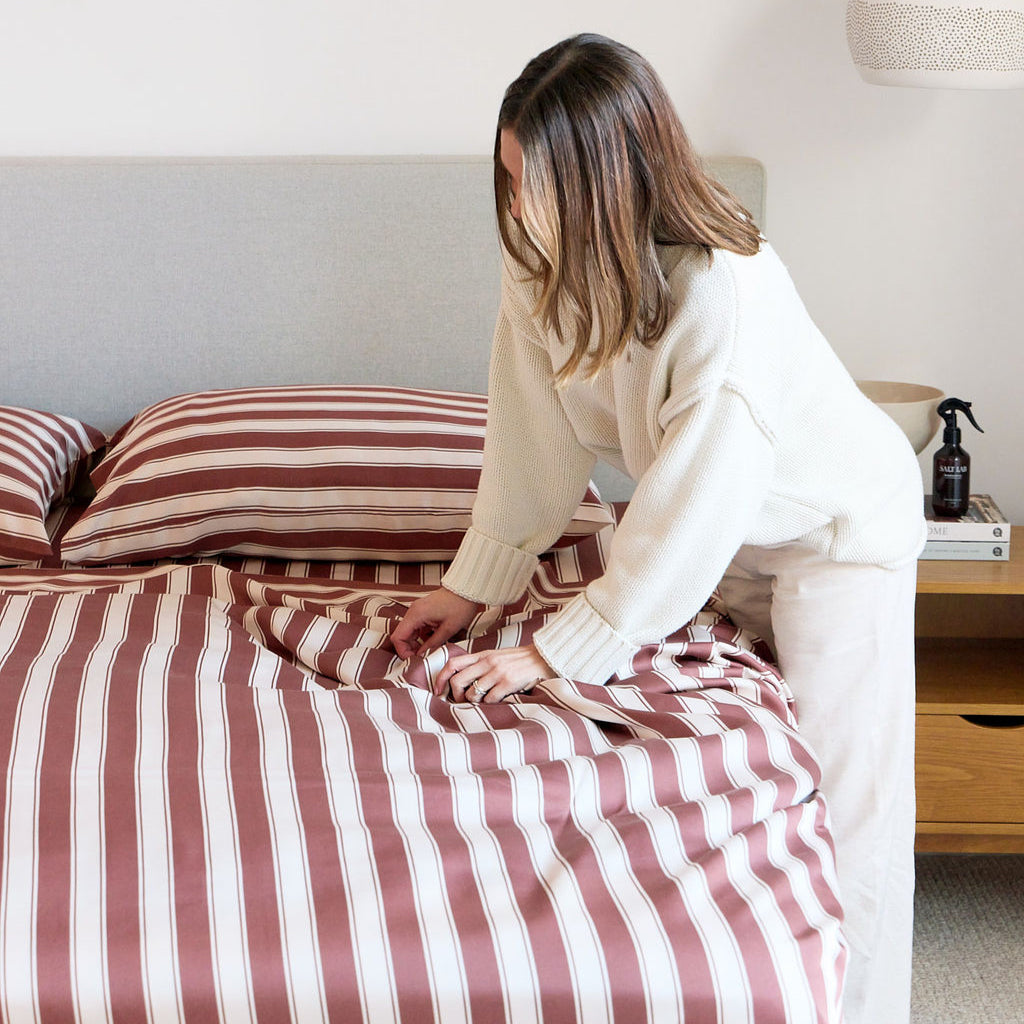 Cinnamon Stripe Bamboo Sheet Set