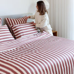 Cinnamon Stripe Bamboo Fitted Sheet Set