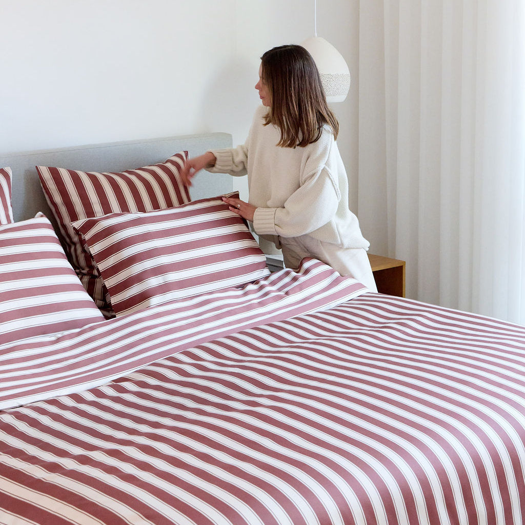 Cinnamon Stripe Bamboo Quilt Cover