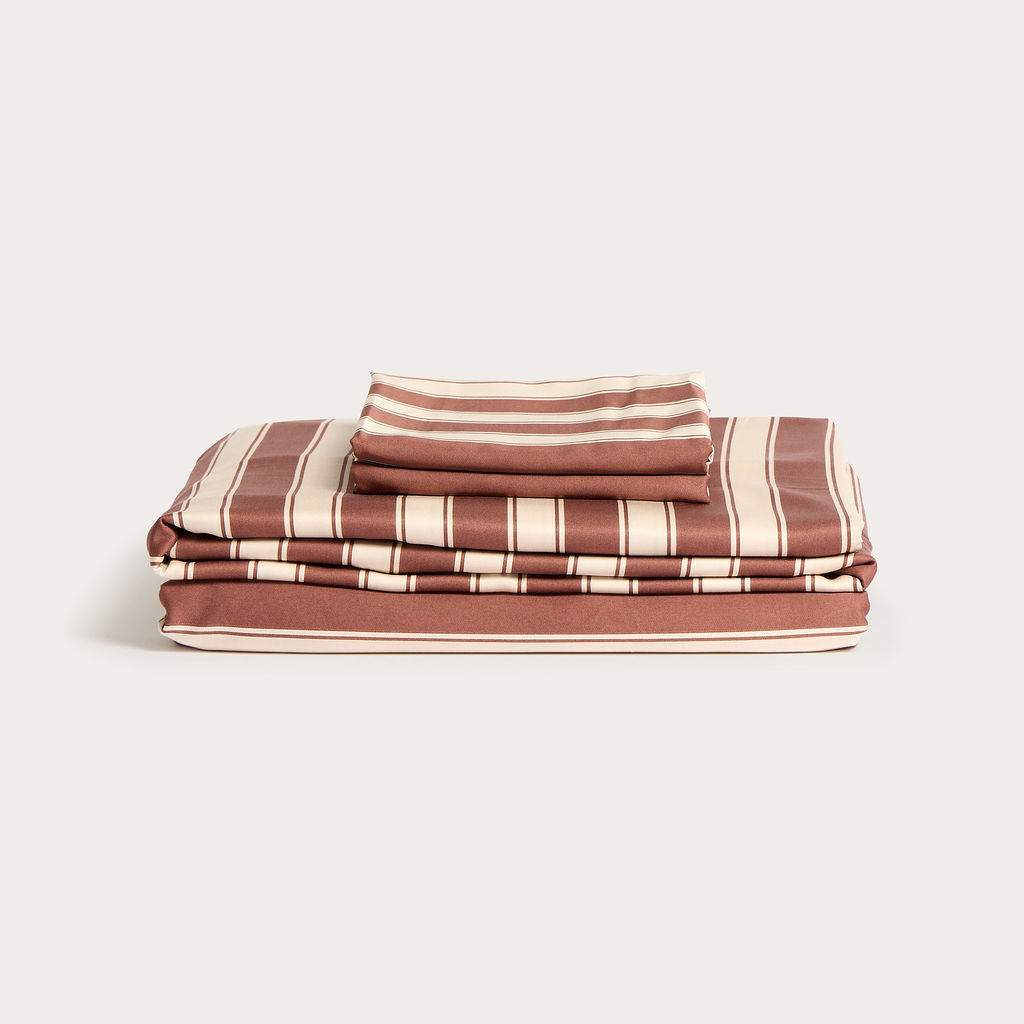 Cinnamon Stripe Bamboo Sheet Set