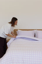 Lilac Gingham Bamboo Quilt Cover