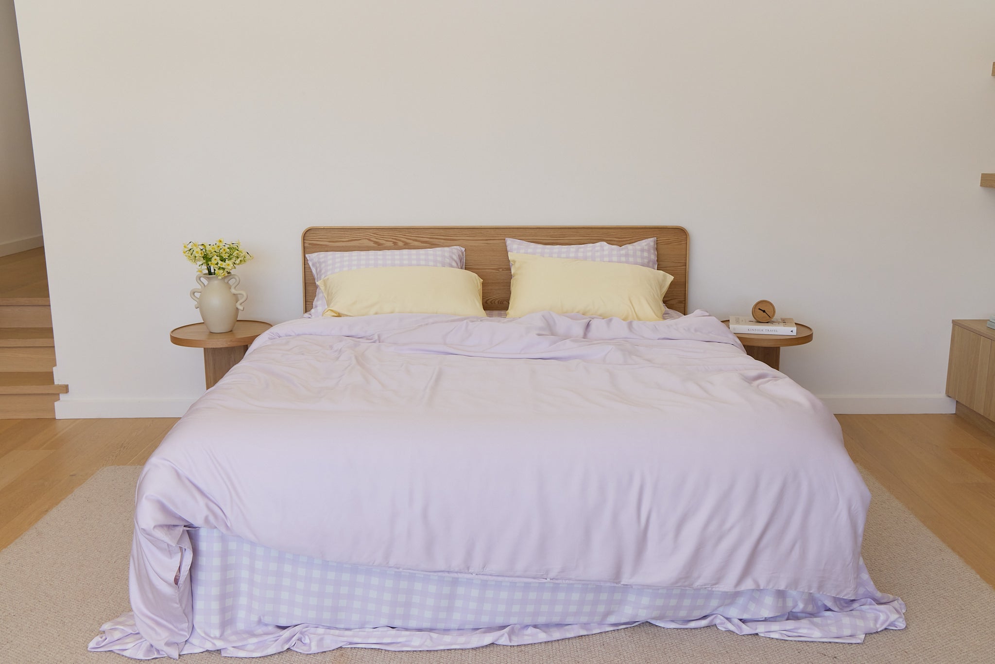 Lilac Gingham Bamboo Sheet Set