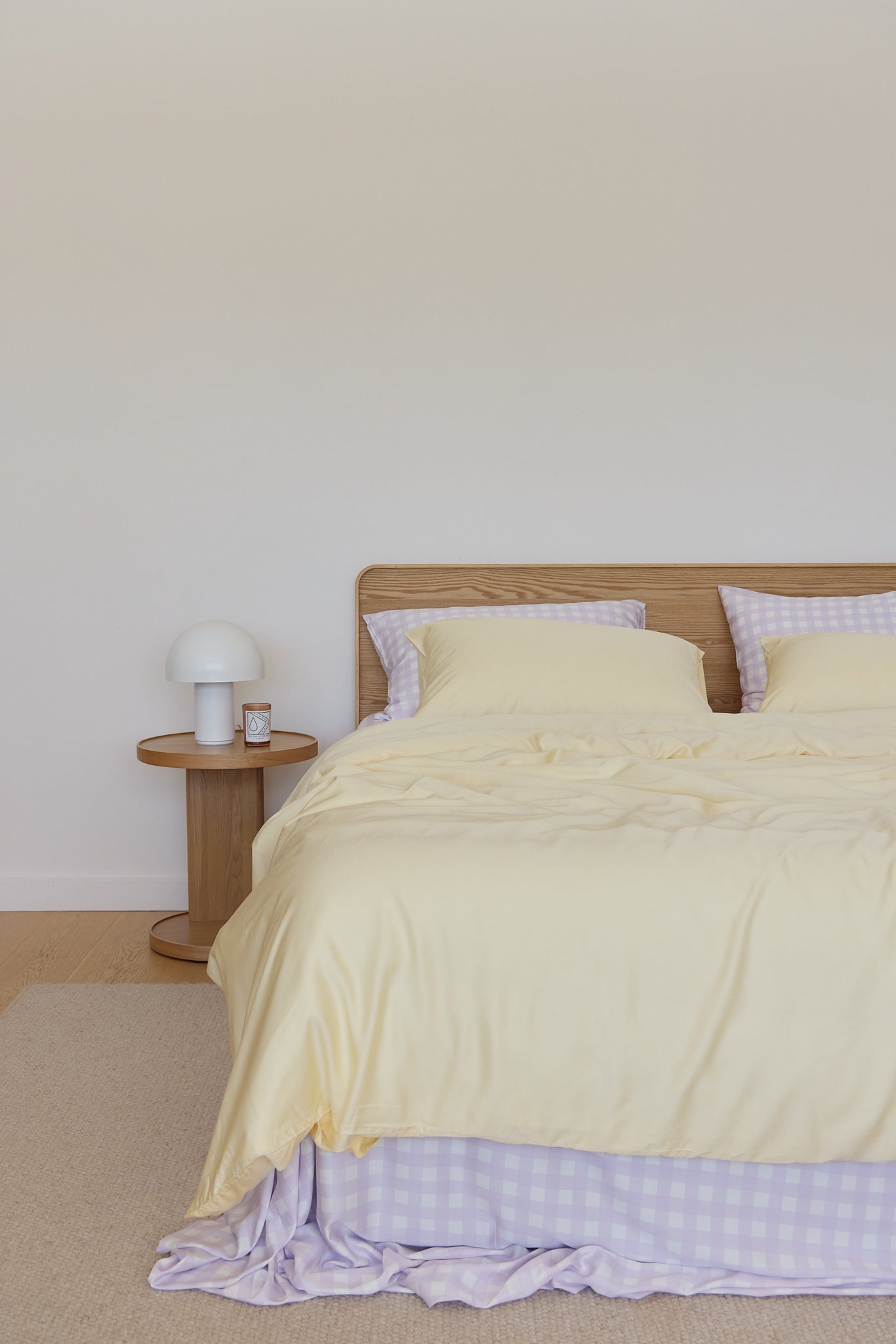 Lilac Gingham Bamboo Sheet Set