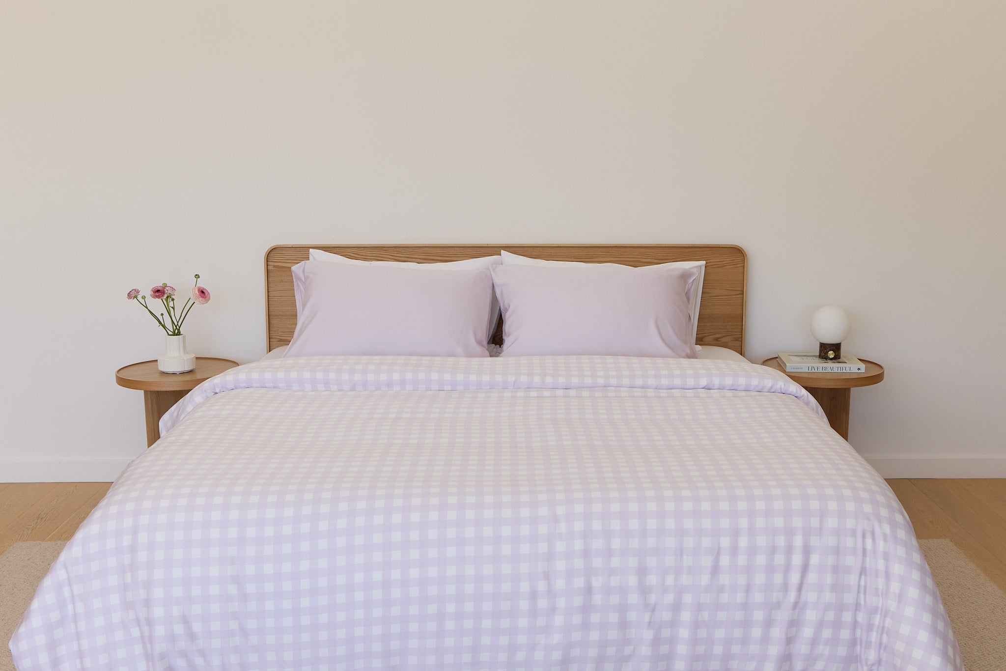 Lilac Gingham Bamboo Quilt Cover