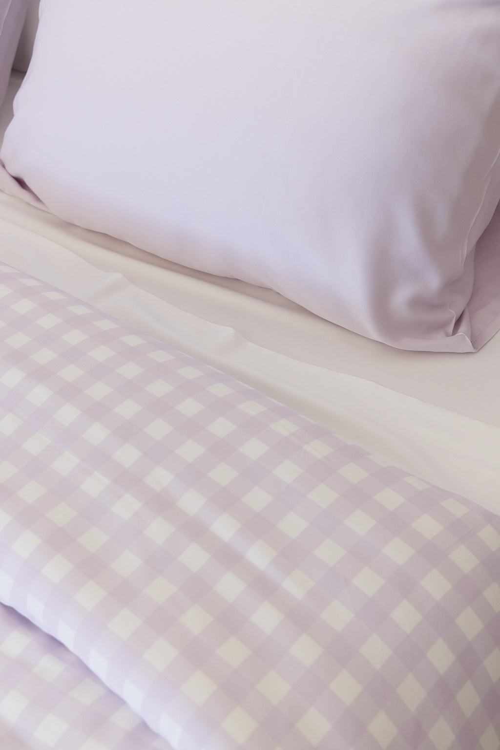 Lilac Gingham Bamboo Quilt Cover