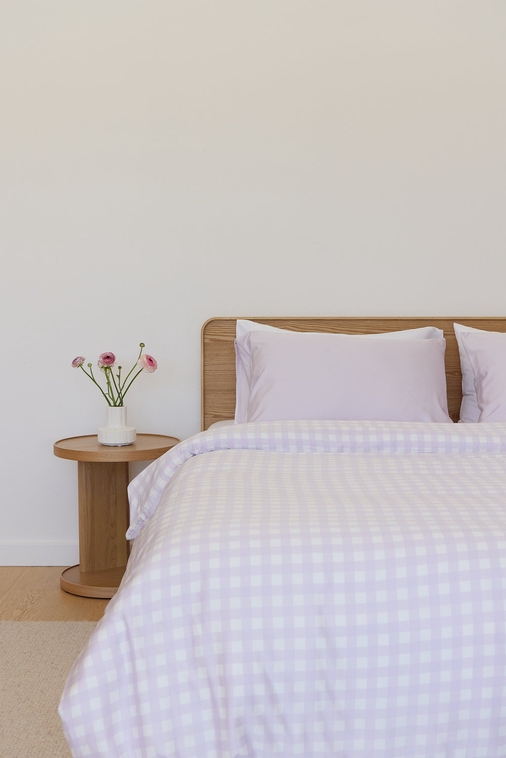 Lilac Gingham Bamboo Pillowslip