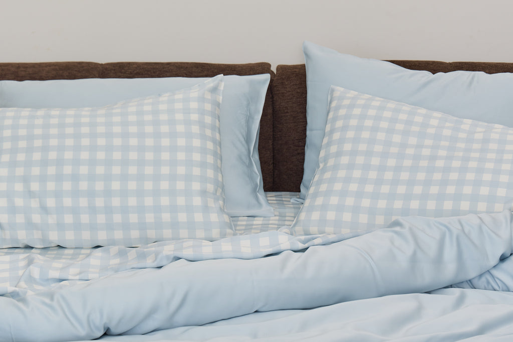 Sky Gingham Bamboo Sheet Set