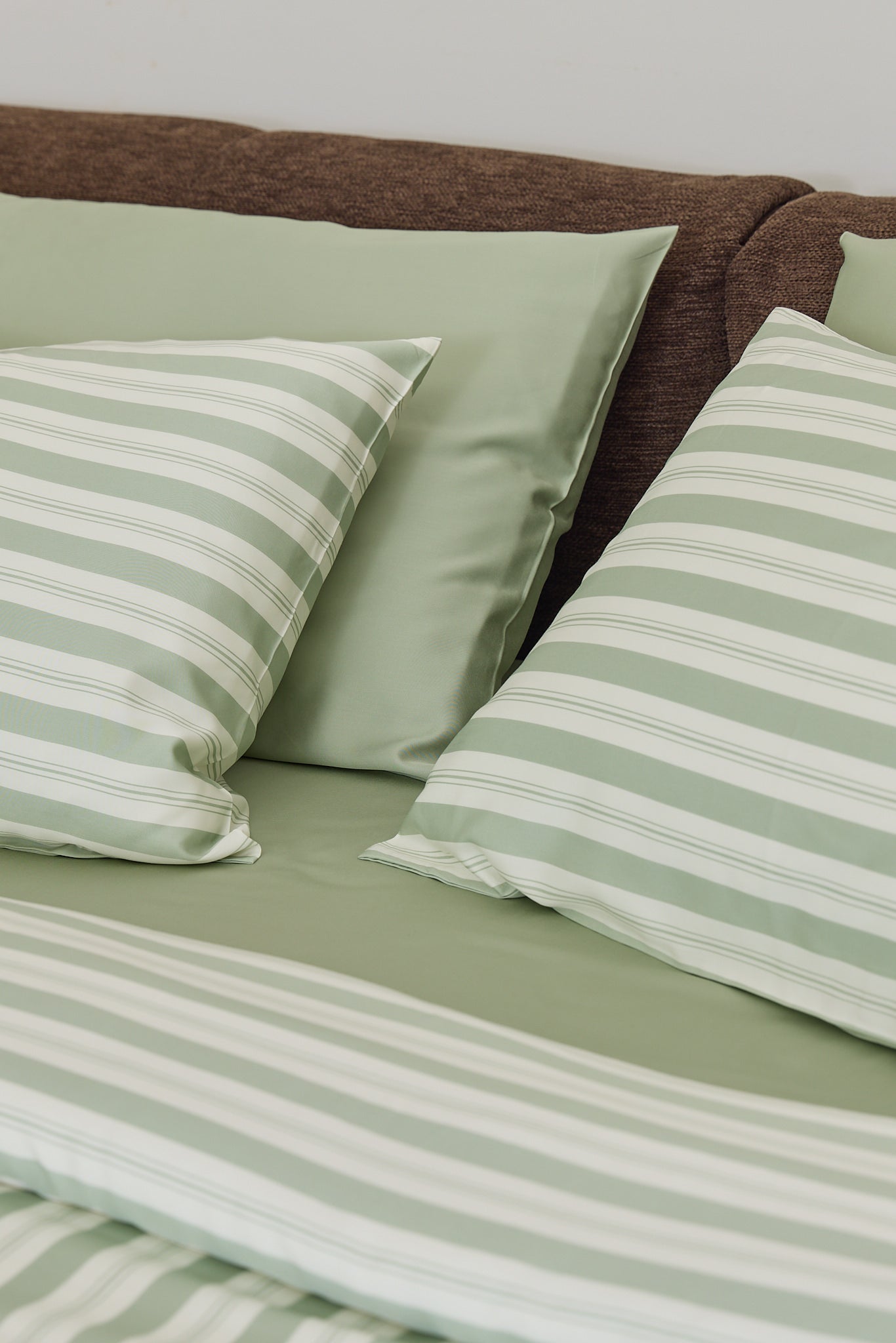 Pistachio Stripe Bamboo Quilt Cover