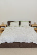 Latte Grid Bamboo Quilt Cover