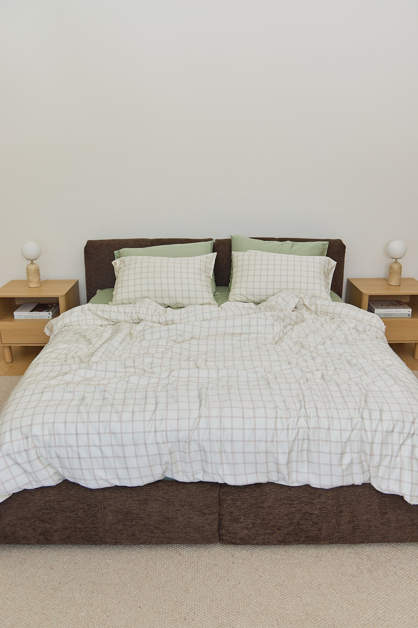 Latte Grid Bamboo Quilt Cover