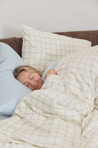 Latte Grid Bamboo Quilt Cover