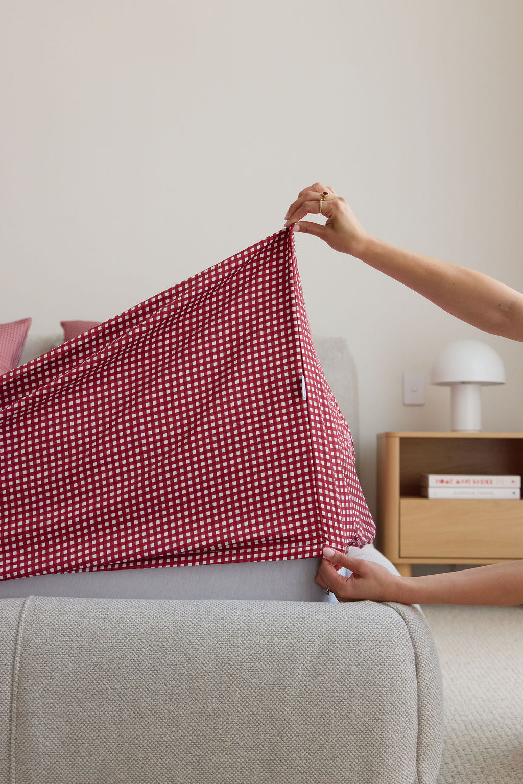 Cherry Gingham Bamboo Fitted Sheet