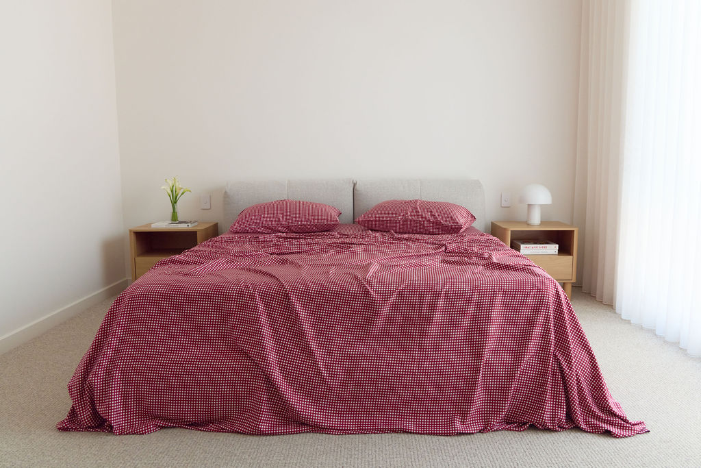 Cherry Gingham Bamboo Pillowslip