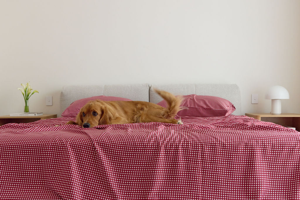 Cherry Gingham Bamboo Sheet Set