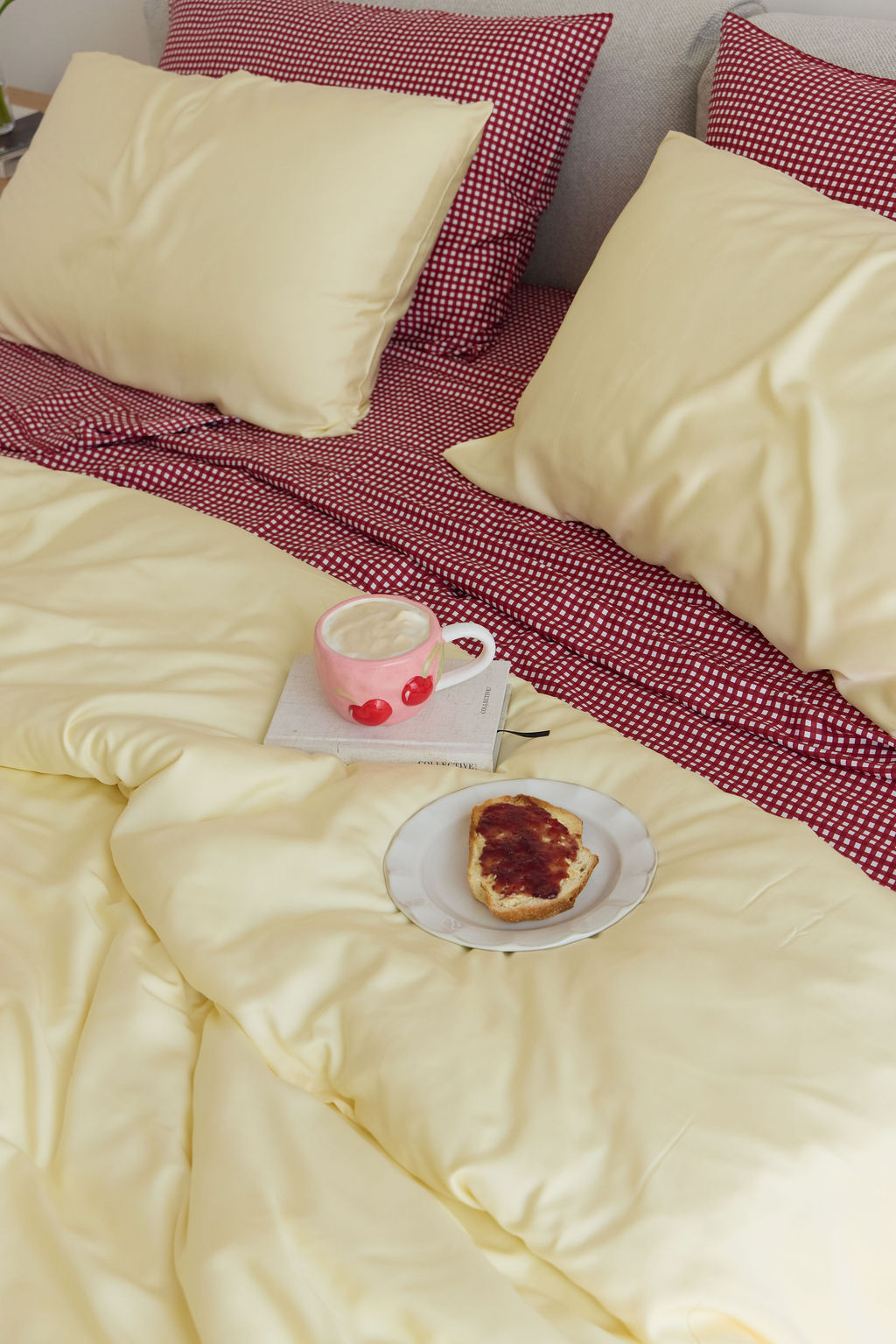Cherry Gingham Bamboo Sheet Set
