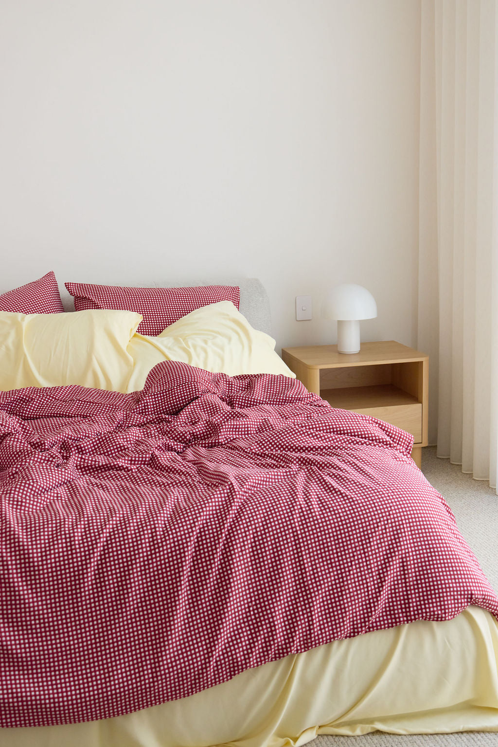 Cherry Gingham Bamboo Quilt Cover