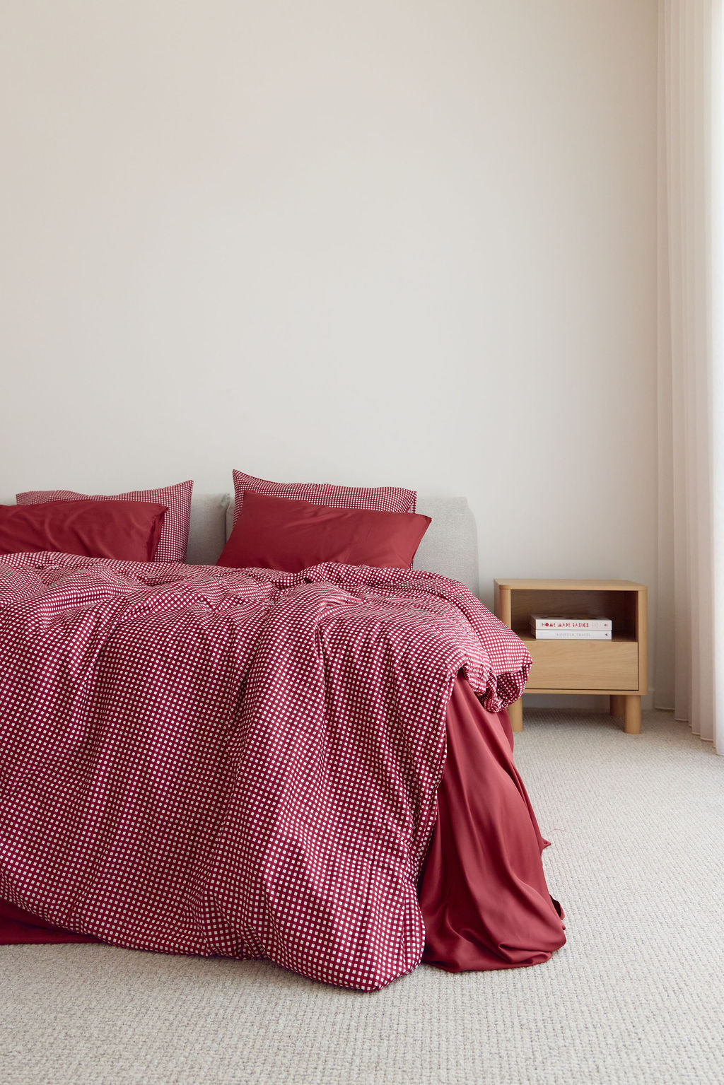 Cherry Gingham Bamboo Quilt Cover