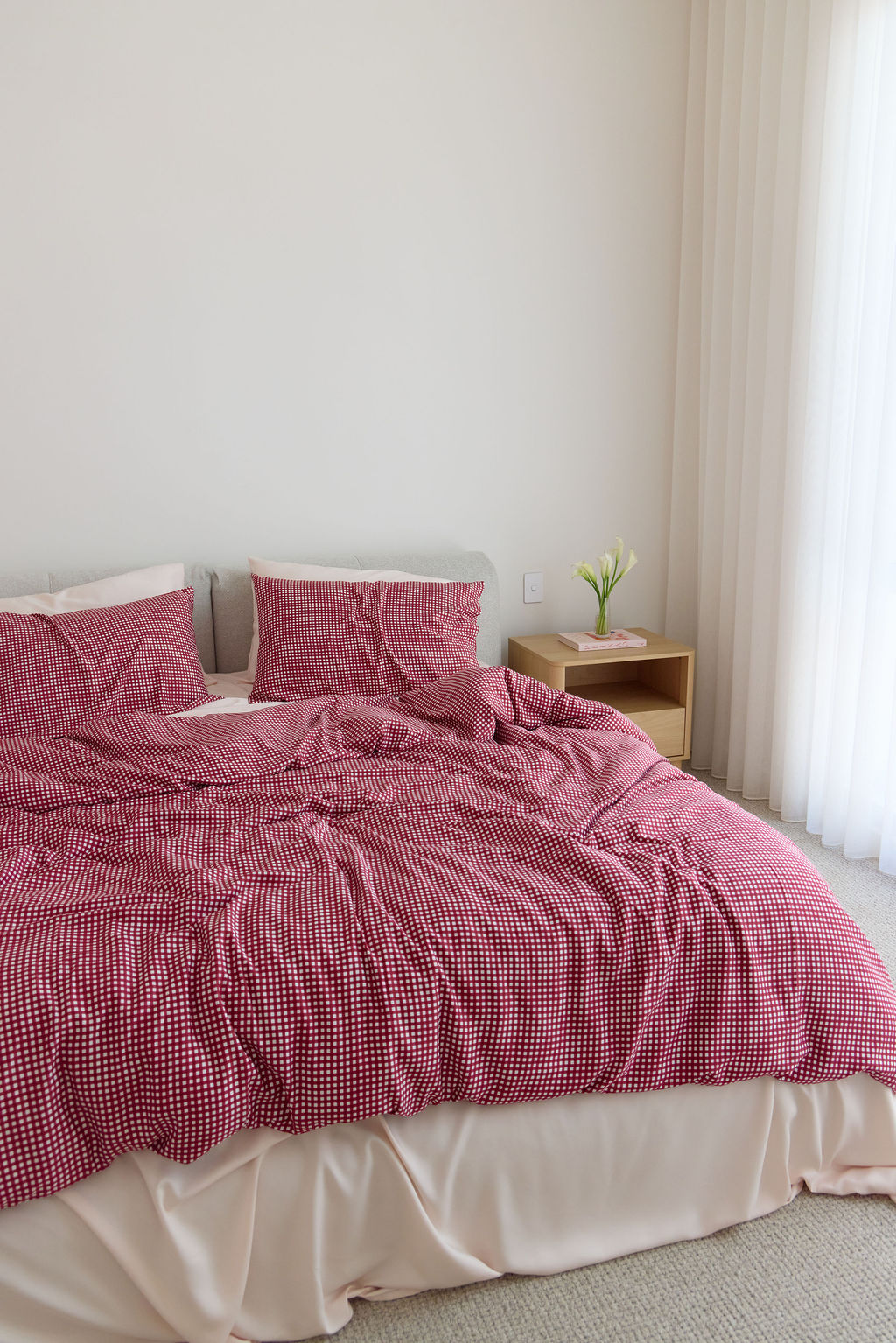 Cherry Gingham Bamboo Pillowslip