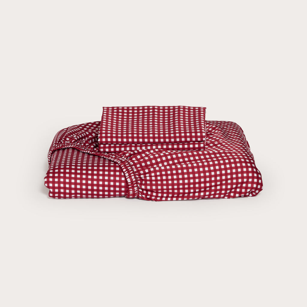Cherry Gingham Bamboo Fitted Sheet