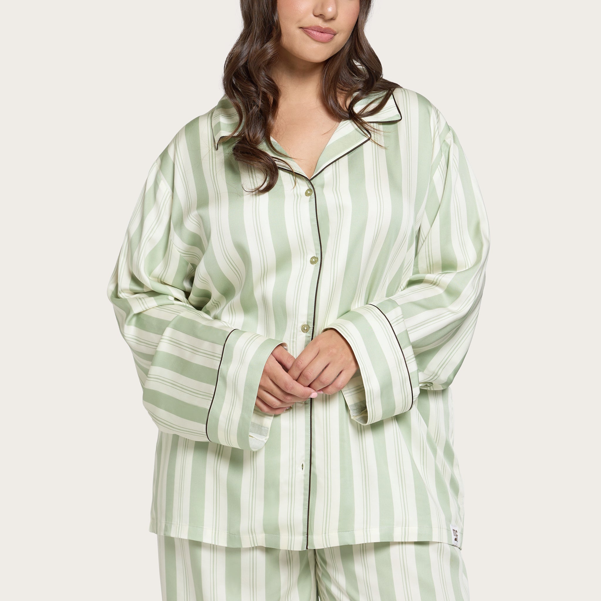 Pistachio Stripe Lottie Bamboo Long Sleeve Shirt