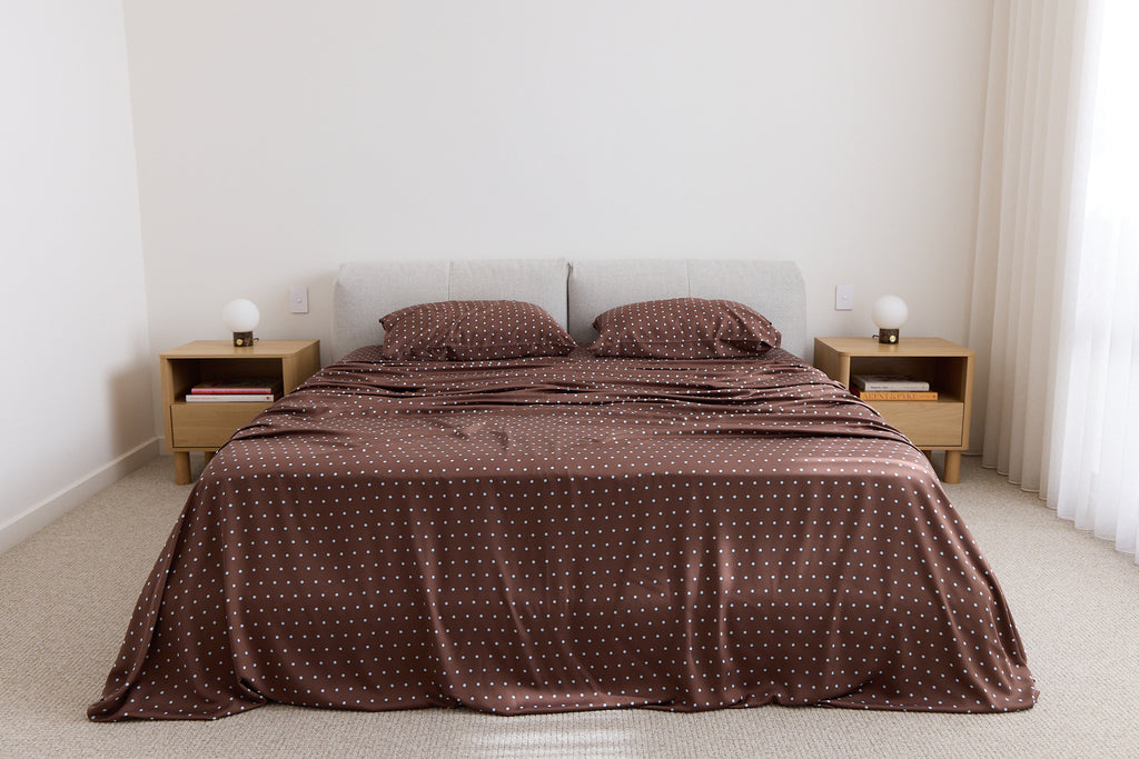 Chocolate Polka Dot Bamboo Sheet Set