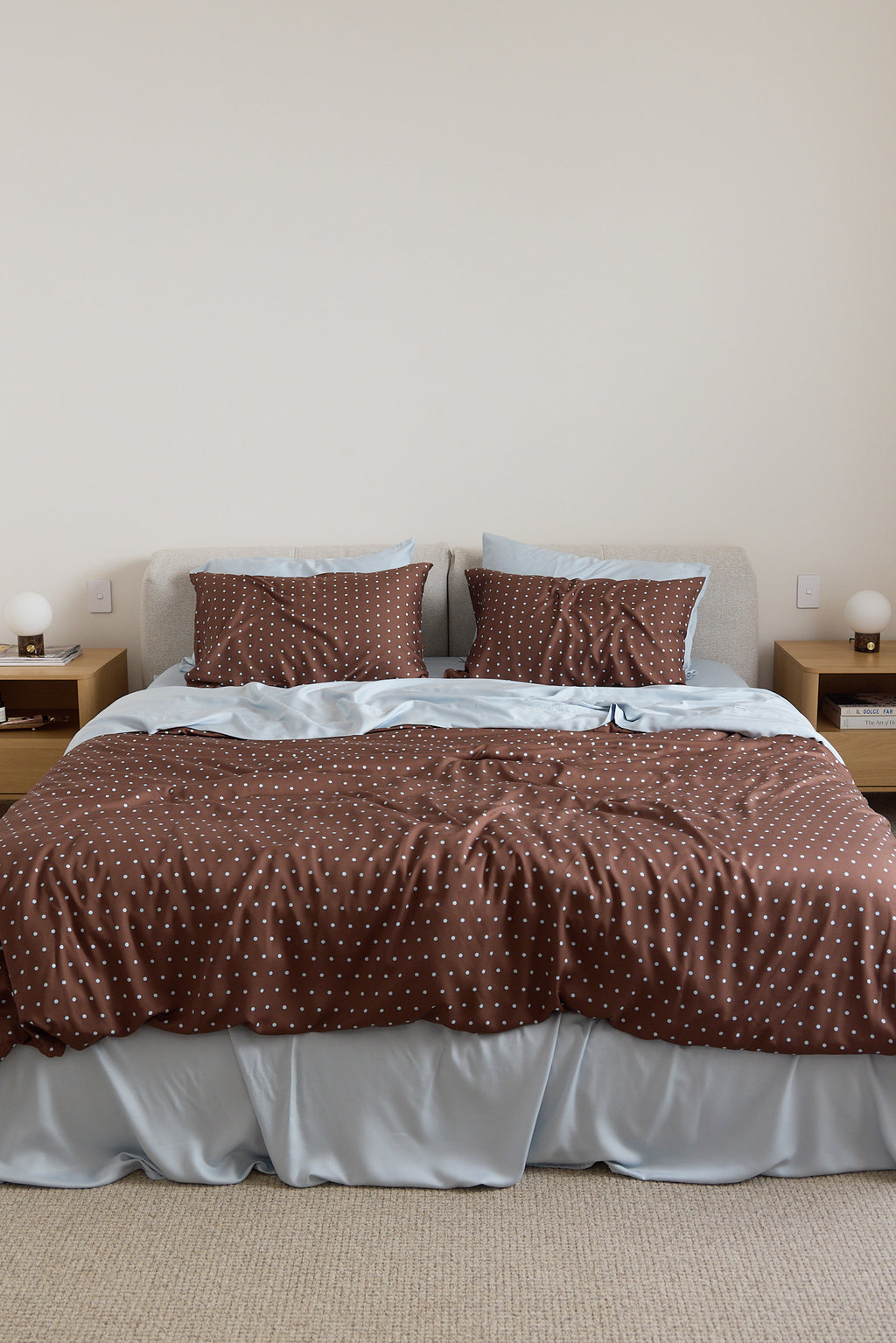 Chocolate Polka Dot Bamboo Quilt Cover