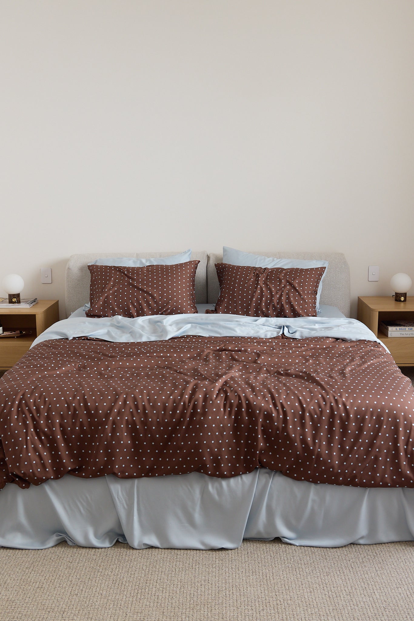 Chocolate Polka Dot Bamboo Quilt Cover