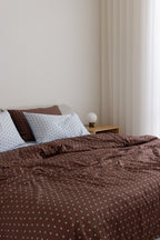 Chocolate Polka Dot Bamboo Quilt Cover