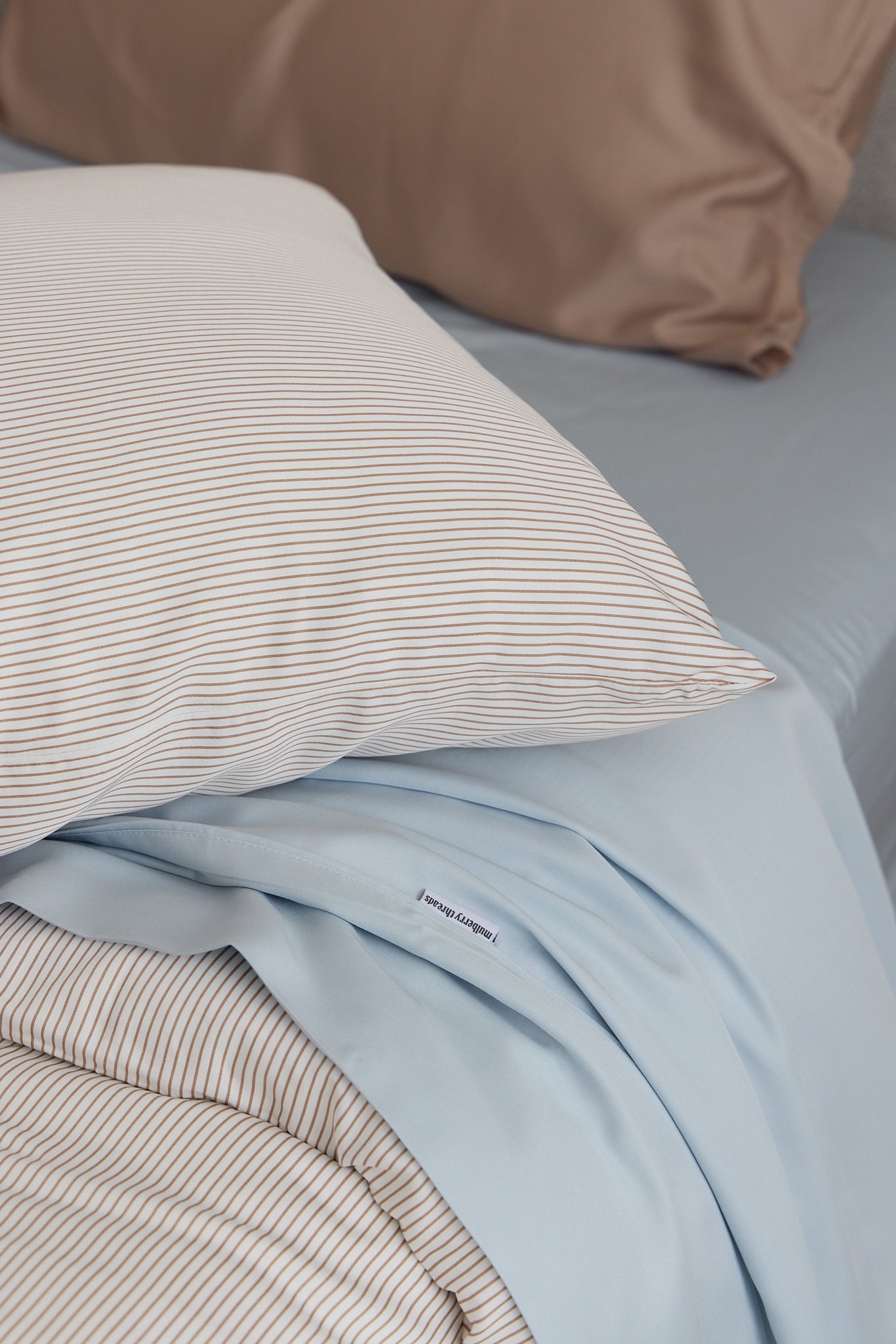 Latte Stripe Bamboo Quilt Cover