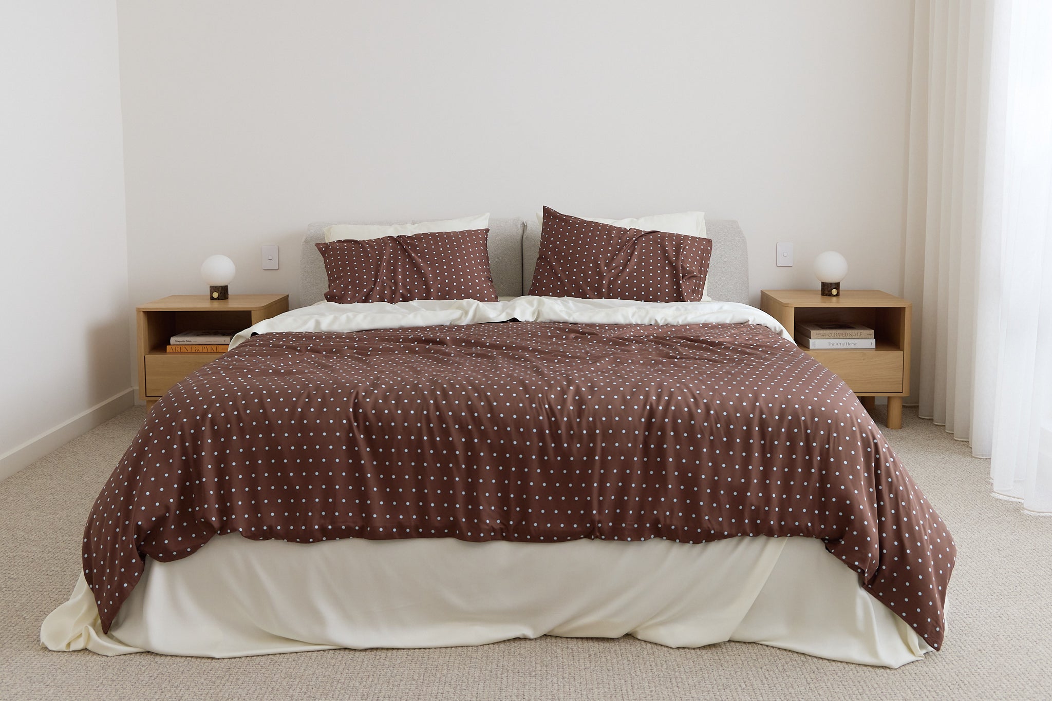 Chocolate Polka Dot Bamboo Quilt Cover