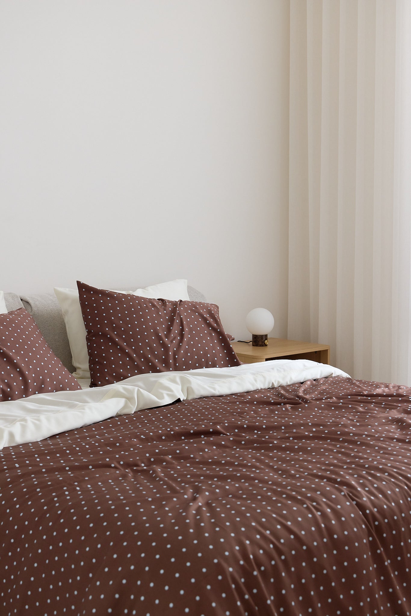 Chocolate Polka Dot Bamboo Quilt Cover