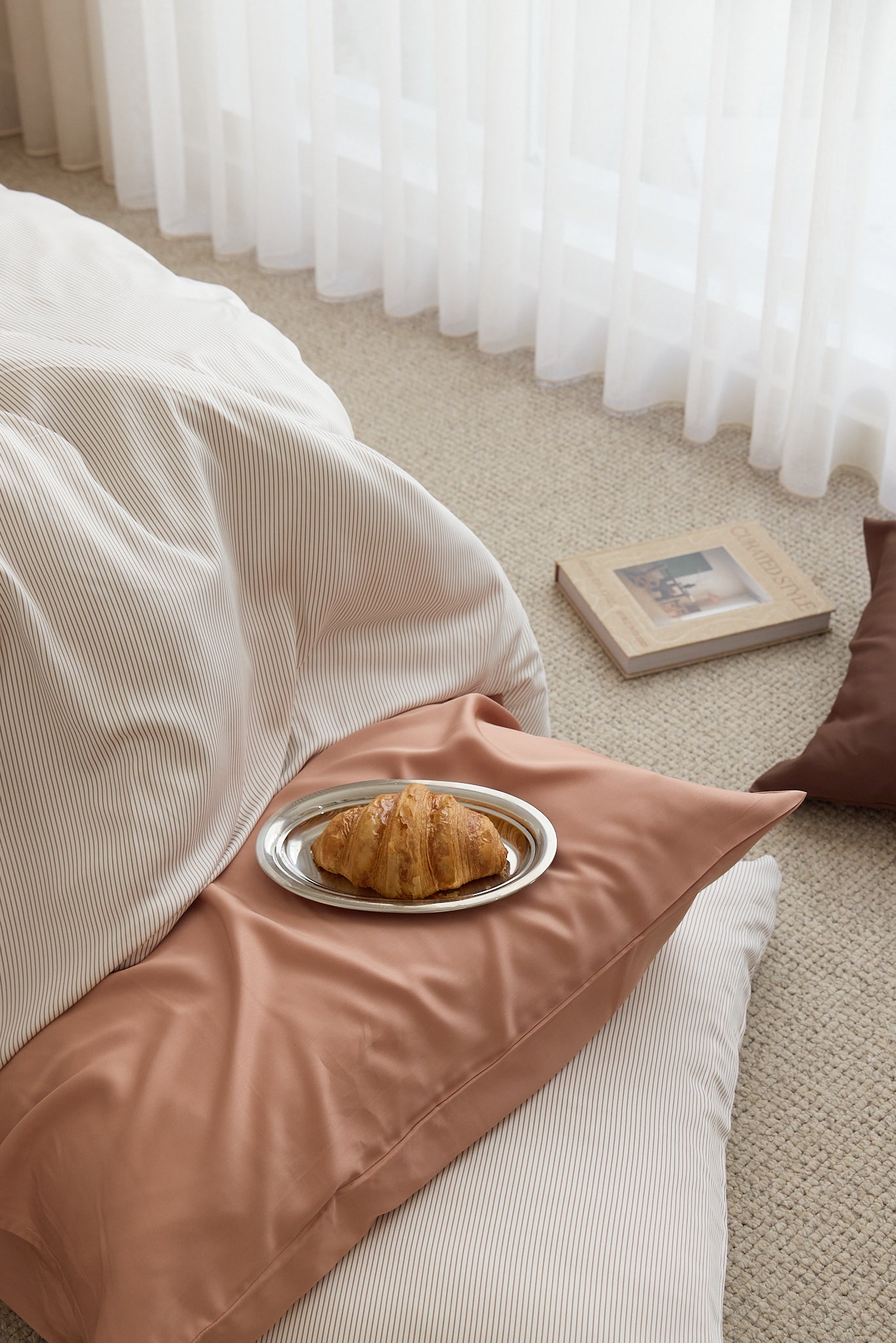 Latte Stripe Bamboo Quilt Cover