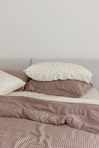 Chocolate Gingham Bamboo Quilt Cover