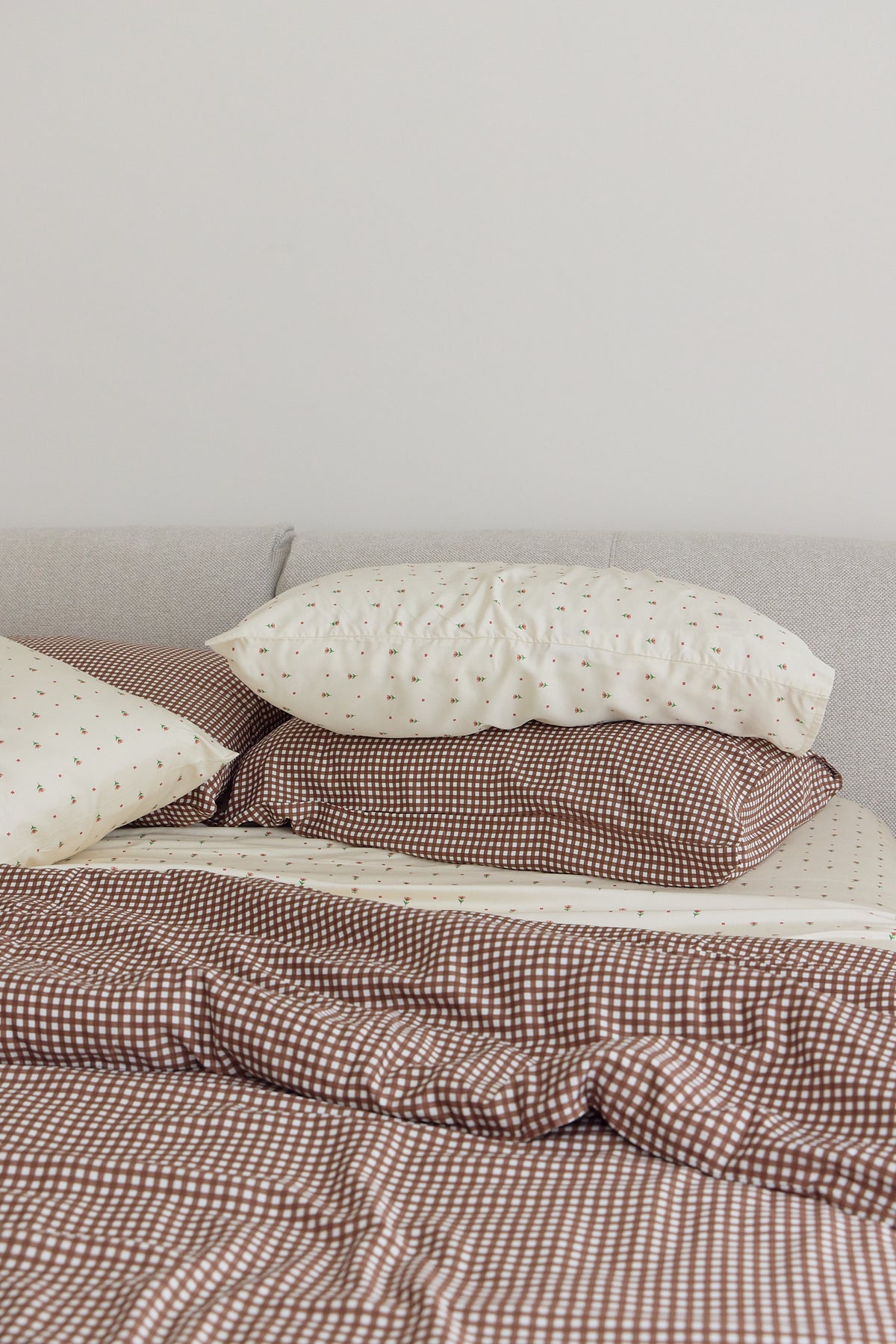 Chocolate Gingham Bamboo Quilt Cover