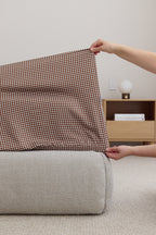 Chocolate Gingham Bamboo Fitted Sheet