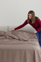 Chocolate Gingham Bamboo Sheet Set