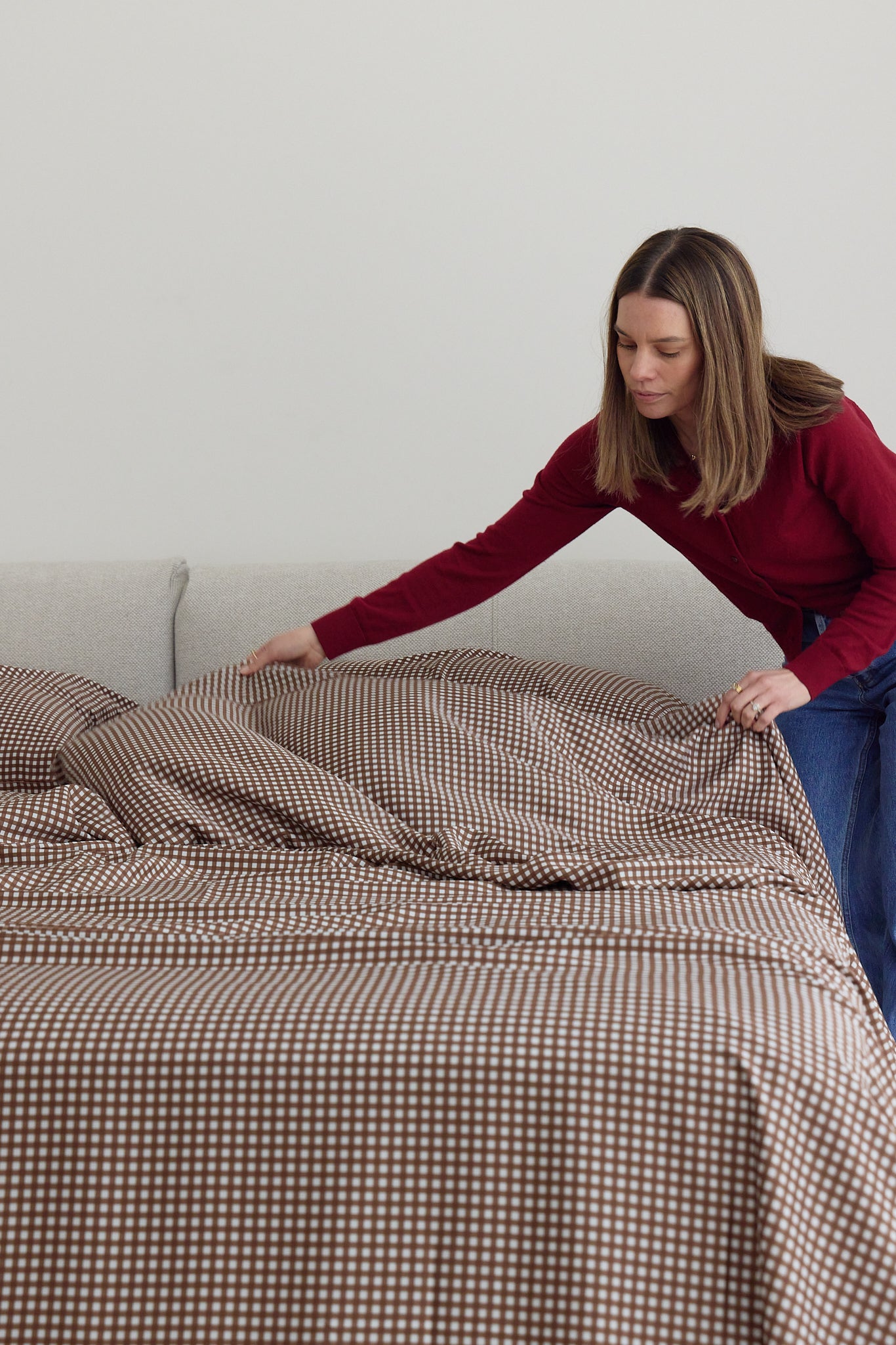 Chocolate Gingham Bamboo Sheet Set