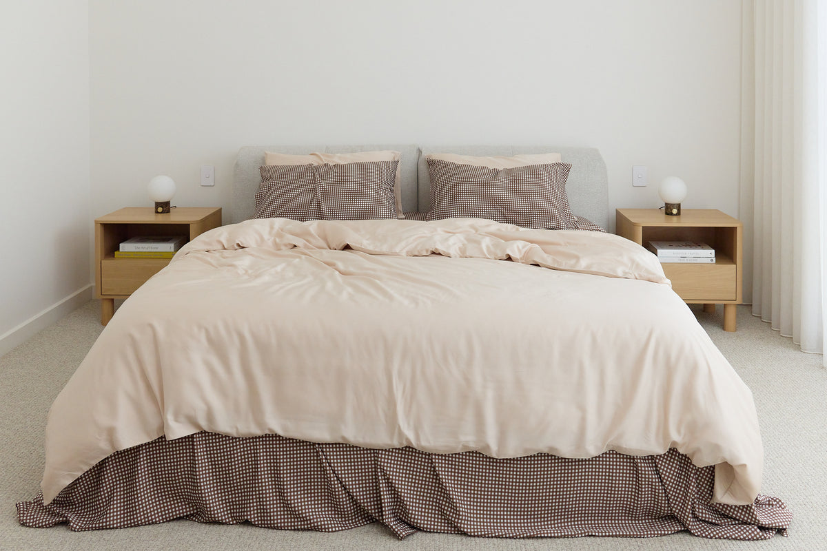 Chocolate Gingham Bamboo Sheet Set