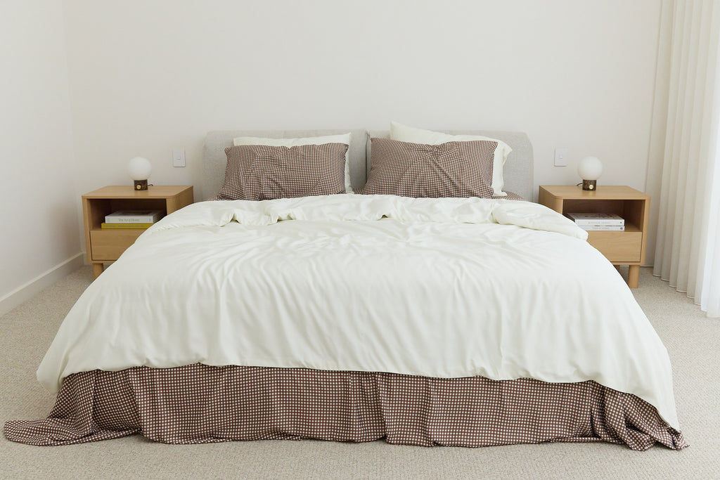 Chocolate Gingham Bamboo Sheet Set