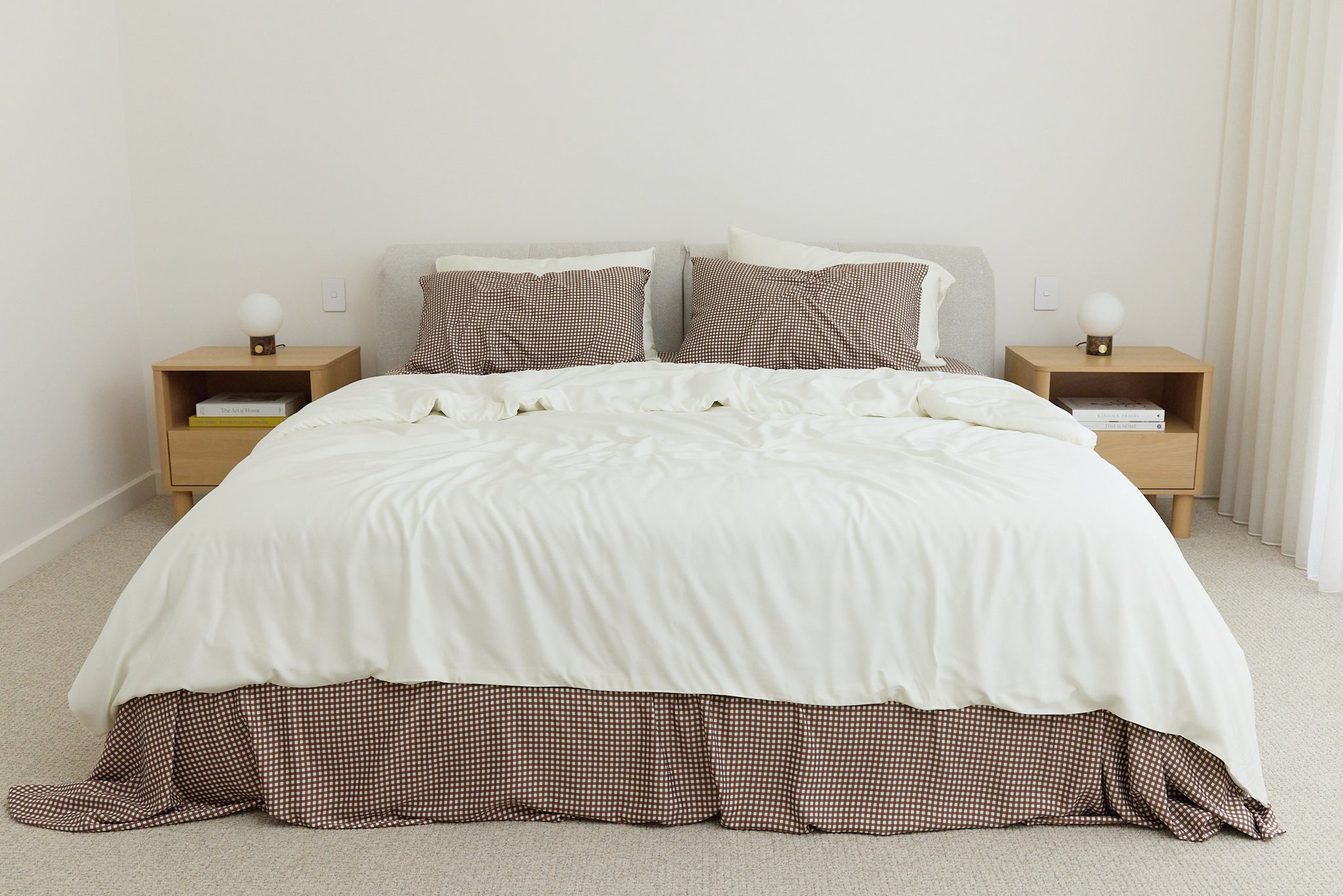 Chocolate Gingham Bamboo Sheet Set