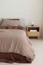 Chocolate Gingham Bamboo Quilt Cover