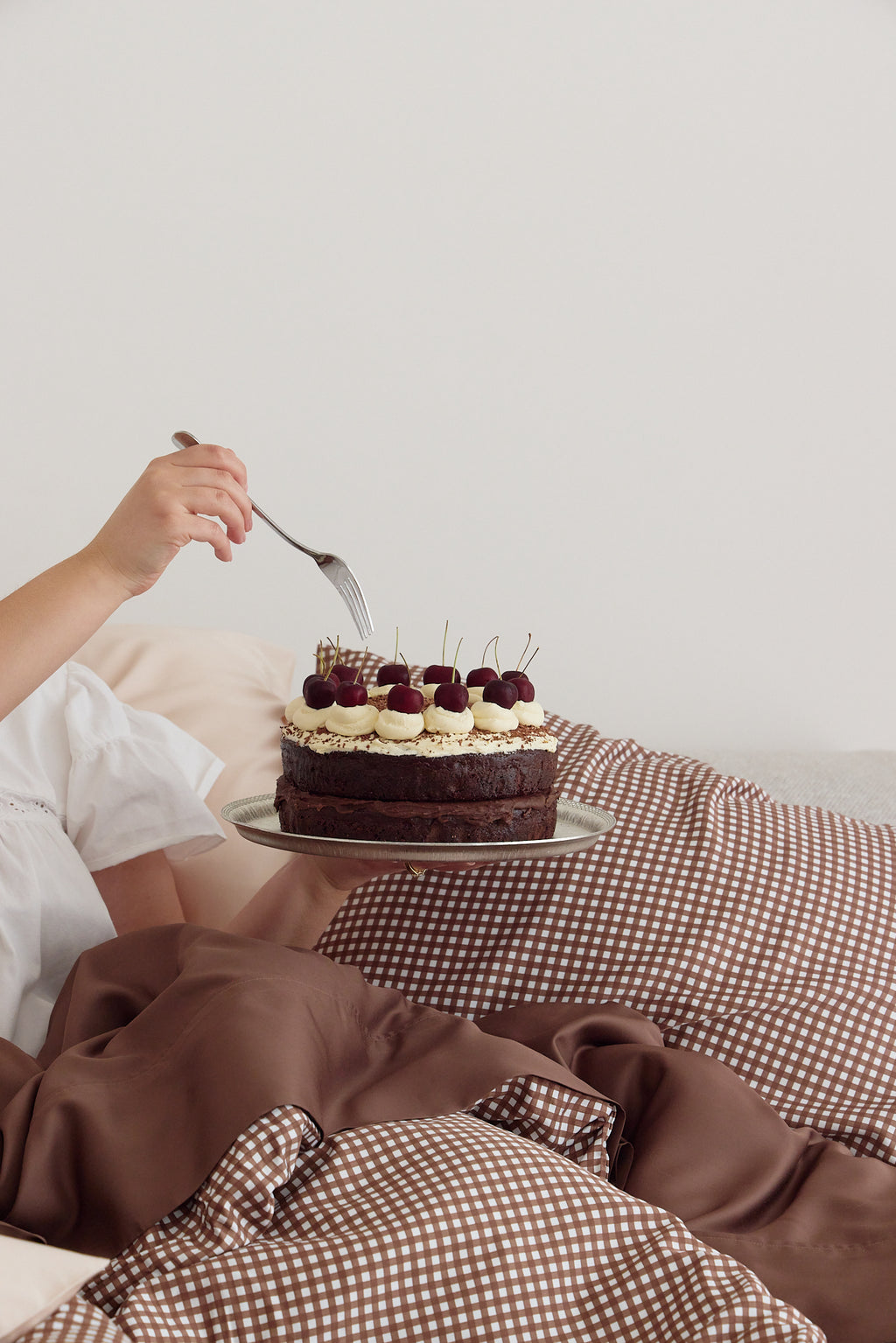 Chocolate Gingham Bamboo Quilt Cover